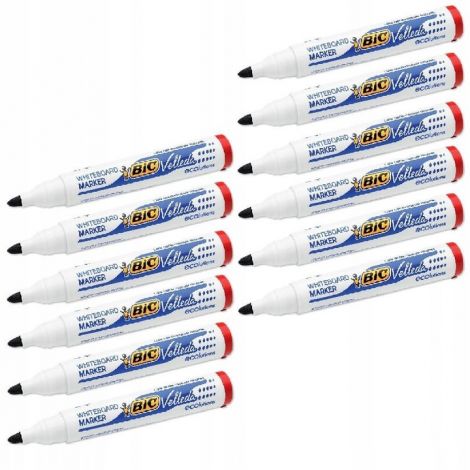 Markery do białych tablic grube czerwone 12szt Bic - 2