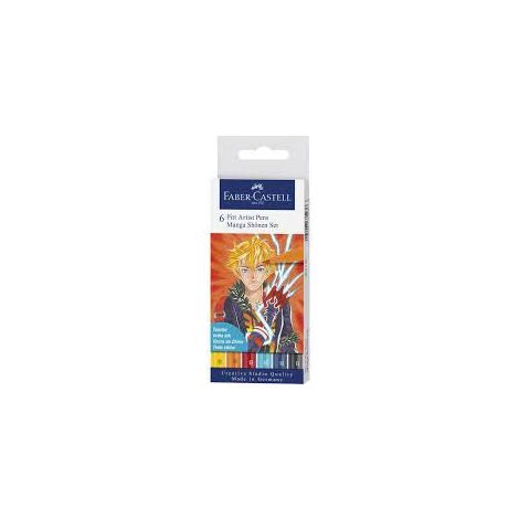 Zestaw pisaków pędzelkowych Faber-Castell Pitt Artist Pens Brush Manga Shonen Set, 6 kolorów