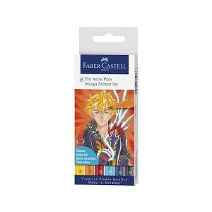 Zestaw pisaków pędzelkowych Faber-Castell Pitt Artist Pens Brush Manga Shonen Set, 6 kolorów
