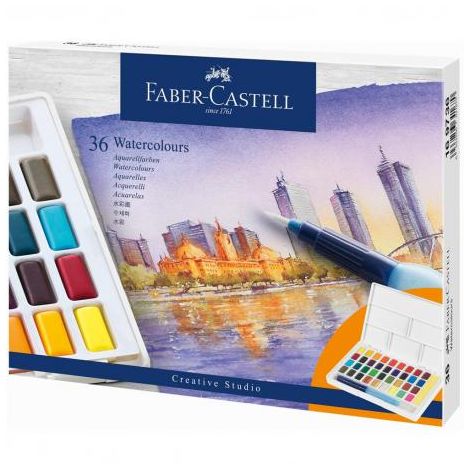 Farby akwarelowe Faber-Castell Creative Studio w kostkach, 36 kolorów