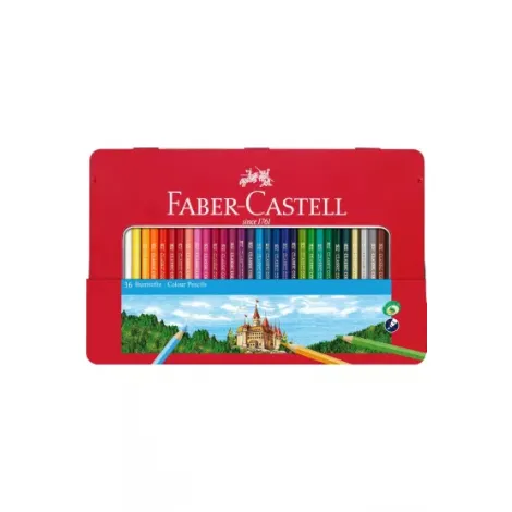 Kredki ołówkowe Faber-Castell Zamek sześciokątne + etui, 36 kolorów