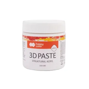 Pasta Strukturalna 3D uniwersalna Happy Color Akrylowa Biała w słoiku, 250ml