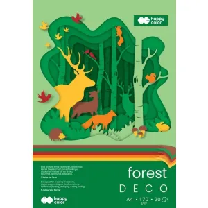 Blok Happy Color Deco Forest A4/20ark/170g 5 kolorów