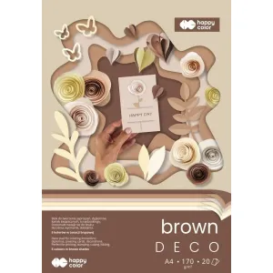 Blok Happy Color Deco Brown A4/20ark/170g 5 kolorów