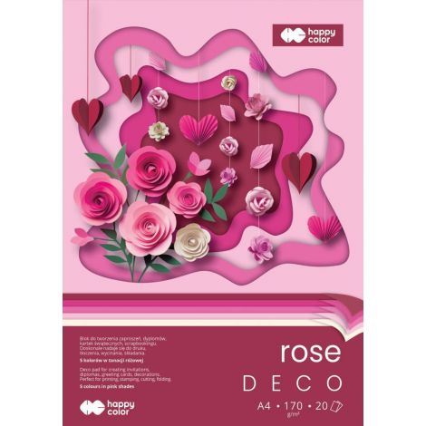 Blok Happy Color Deco Rose A4/20ark/170g 5 kolorów