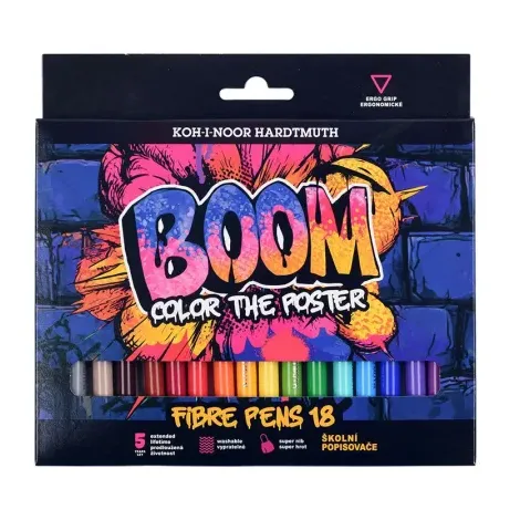 Zestaw pisaków w kartoniku BOOM Color the Poster, 18 kolorów