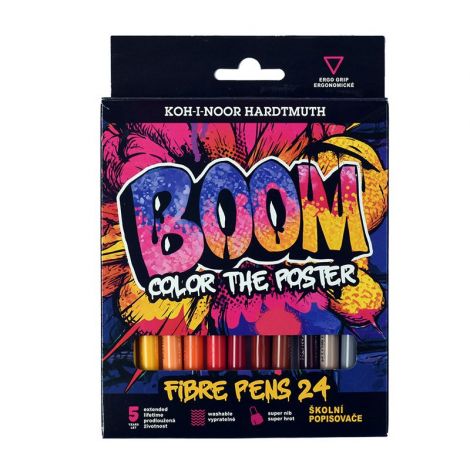 Zestaw pisaków w kartoniku BOOM Color the Poster, 24 kolory