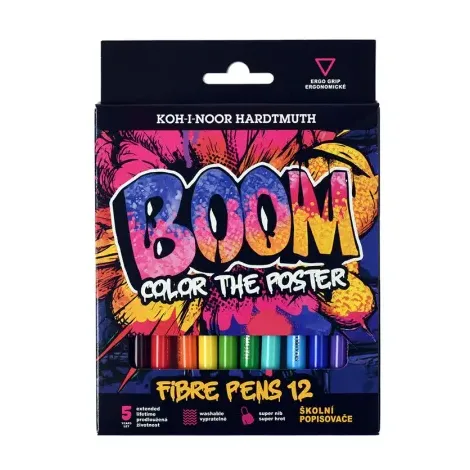 Zestaw pisaków w kartoniku BOOM Color the Poster, 12 kolorów