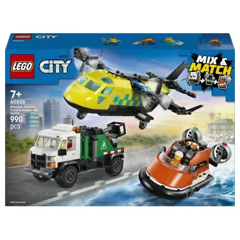 LEGO City 60505 Zestaw z Samolotem, Ciężarówką Serwisową i Poduszkowcem