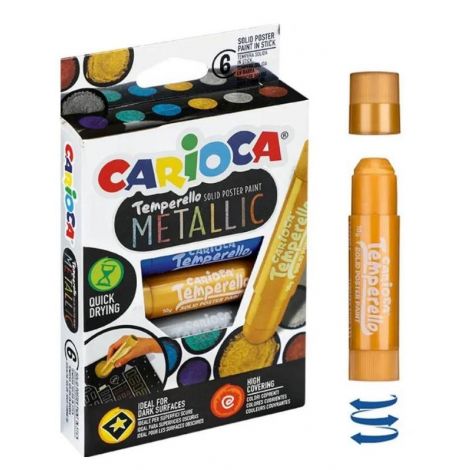 Farby w sztyfcie Carioca Temperello, 6 kolorów Metalicznych
