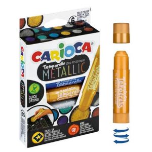 Farby w sztyfcie Carioca Temperello, 6 kolorów Metalicznych
