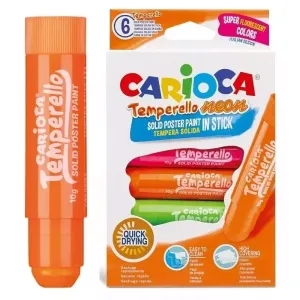 Farby w sztyfcie Carioca Temperello, 6 kolorów Neonowych