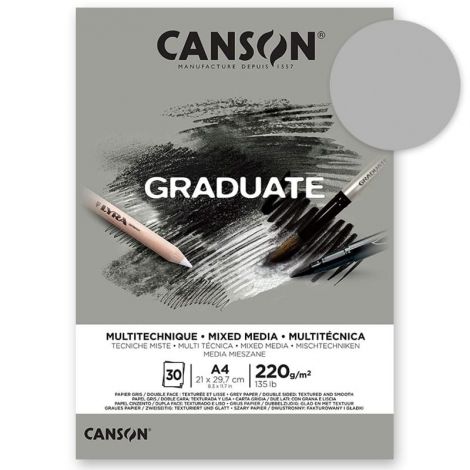 Blok uniwersalny Canson Graduate Mix Media Toned A4/30/220g szary
