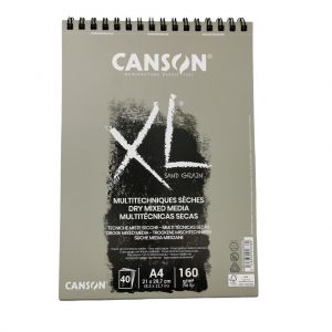 Blok rysunkowy Canson XL Sand Grain na spirali A4/40/160g szary