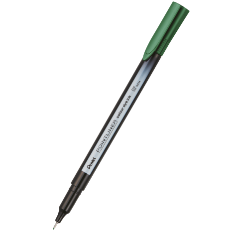Cienkopis Pentel Pointliner Colour Dye, 0.40mm, zielony ciemny