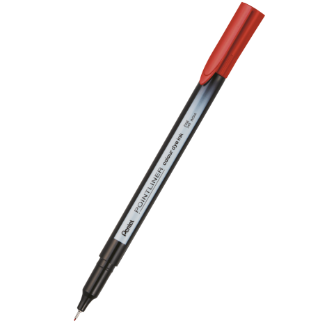 Cienkopis Pentel Pointliner Colour Dye, 0.40mm, czerwony