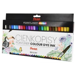 Zestaw Cienkopisów Pentel Pointliner Colour Dye, 24 kolory, 0.40mm