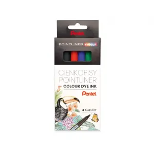 Zestaw Cienkopisów Pentel Pointliner Colour Dye, 4 kolory, 0.40mm