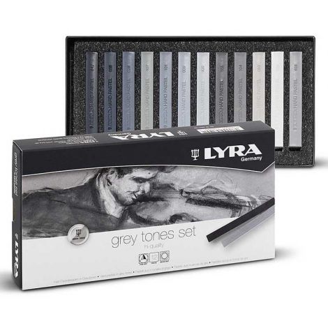Pastele suche LYRA Grey Tones, szarości, 12 kolorów