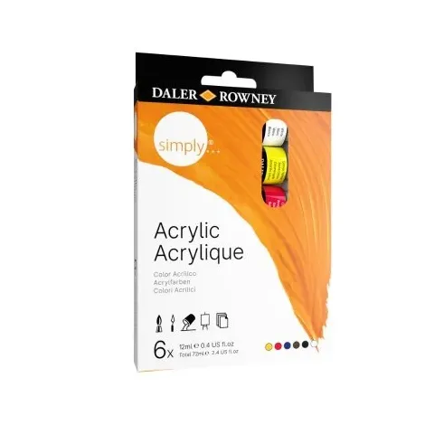 Zestaw Farb Akrylowych Daler-Rowney Simply, 6 kolorów, 12ml