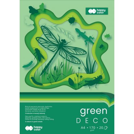 Blok Happy Color Deco Green A4/20/170g 5 kolorów