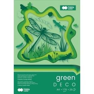 Blok Happy Color Deco Green A4/20/170g 5 kolorów