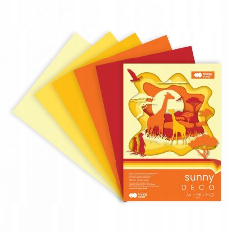 Blok Happy Color Deco Sunny A4/20/170g, 5 kolorów