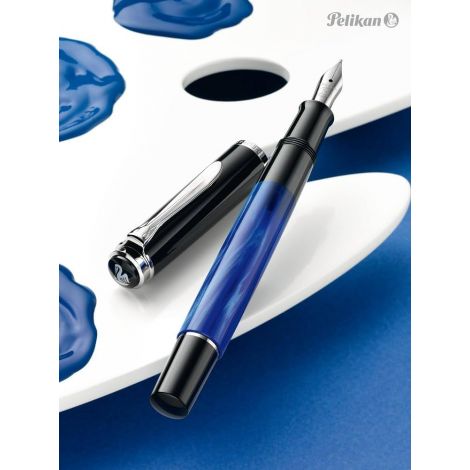Pióro wieczne Pelikan Classic Marble M205 Czarno-Niebieskie - 2